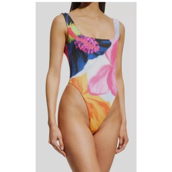 B59. Mara Hoffman Idalia One Piece Swimsuit Womens Large Tropical Goddess Beach - Picture 1 of 8